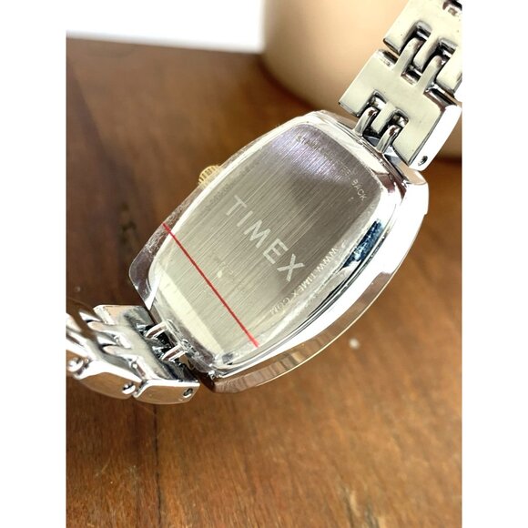 Timex Women's Watch TW2T50200 Quartz Silver Dial Rectangle Two Tone Steel 21mm - Picture 7 of 14